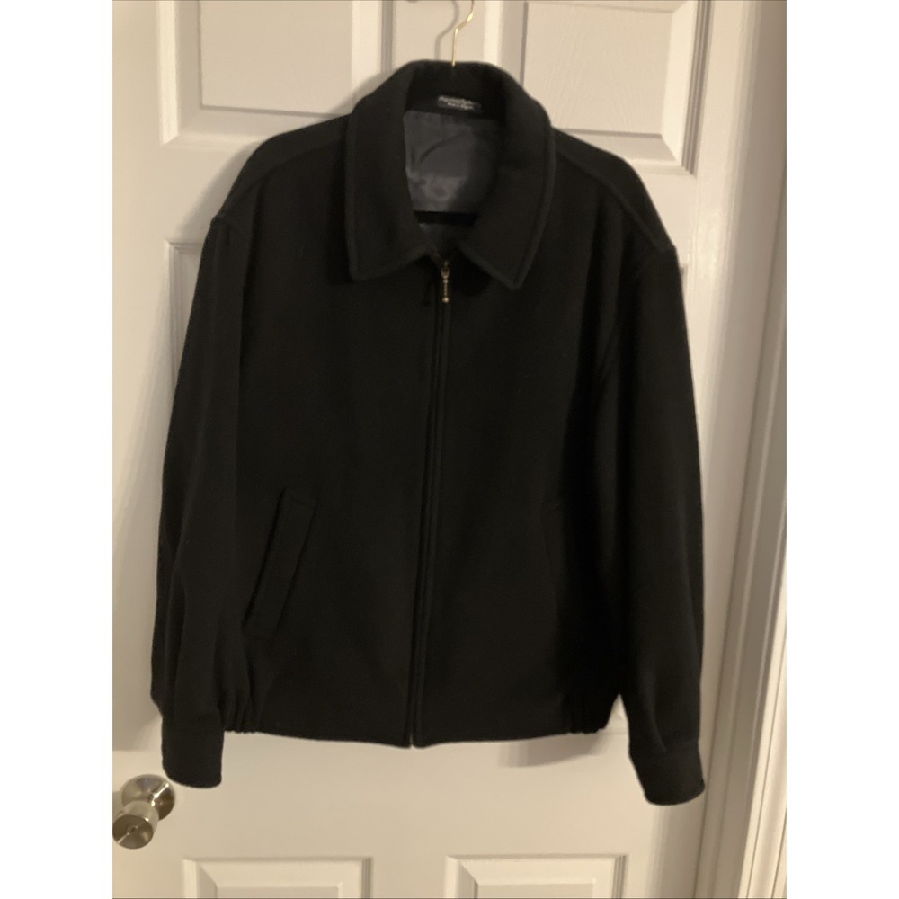 Vintage‎ San Felice Coat Mens L Wool Cashmere Nylon Black Italian Fabric